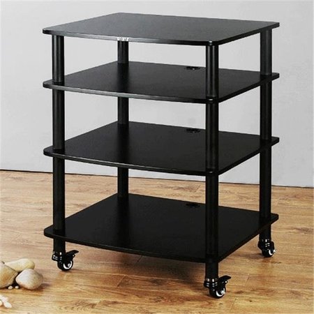 VTI MANUFACTURING VTI Manufacturing AR404BB 4 Black Poles 4 Black Shelves With Caster AV Stand AR404BB